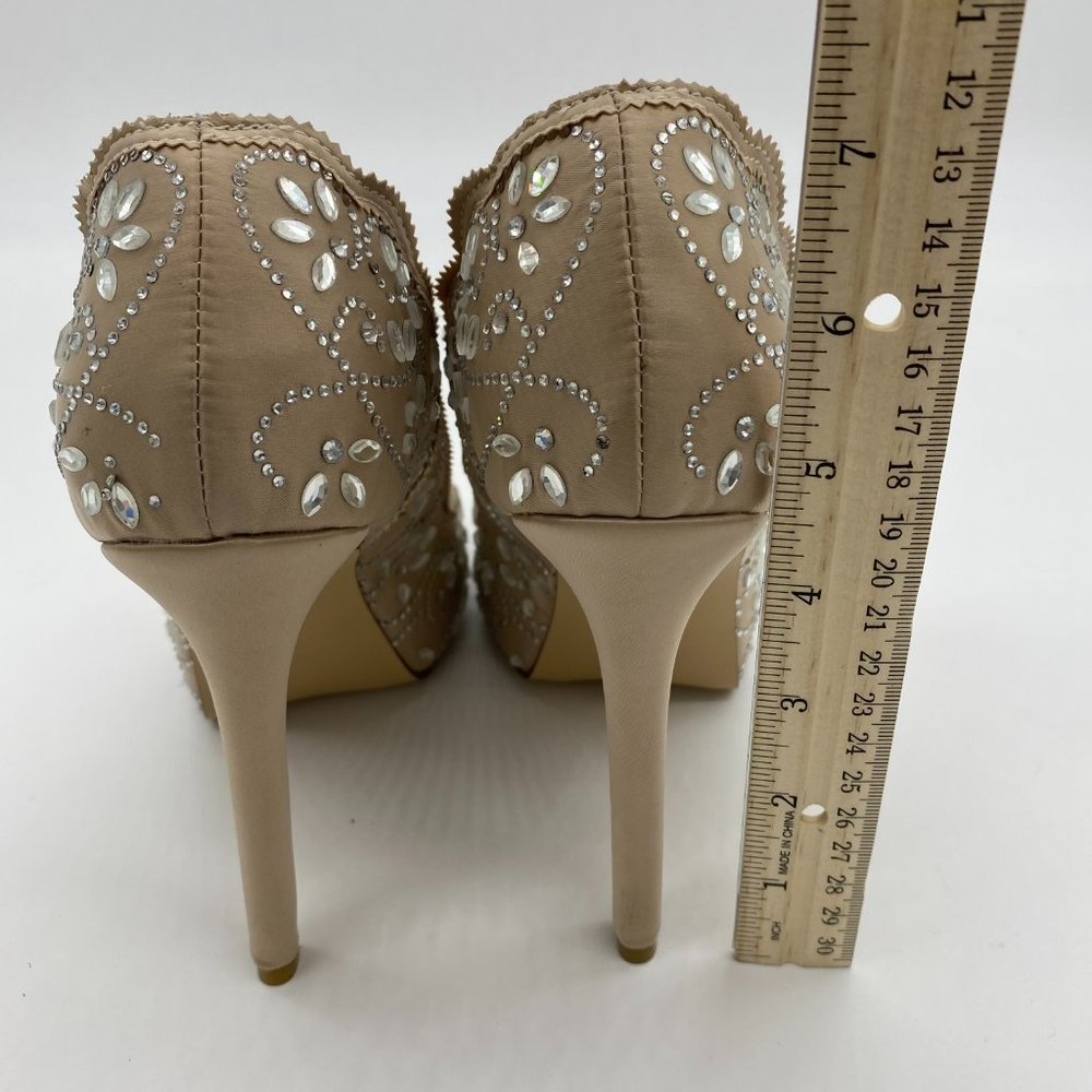 XYD Peep Toe Platform Rhinestones Bridal Pumps - Picture 8 of 10